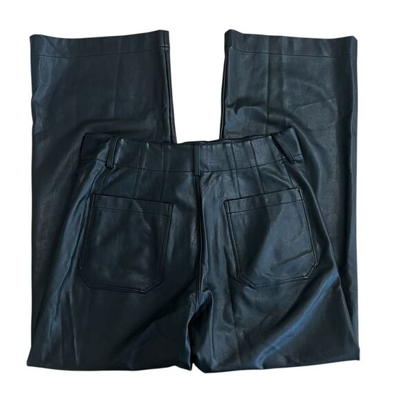Maeve Anthropologie Colette Faux Leather Wide Leg Pants 31 Black Full Length - Picture 6 of 10
